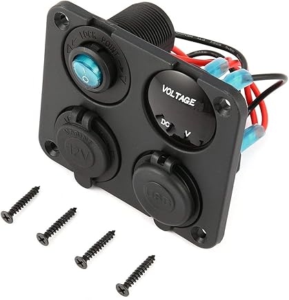 MXECO Dos Puertos USB Cargador de Coche + LED del volt?metro + 12V del z?calo de energ?a + de Encendido y Apagado 4 en 1 Coche Marina del Barco LED Tablero conmutador MXECO Dos Puertos USB Cargador de Coche + LED del volt?metro + 12V del z?calo de energ?a + de Encendido y Apagado 4 en 1 Coche Marina del Barco LED Tablero conmutador