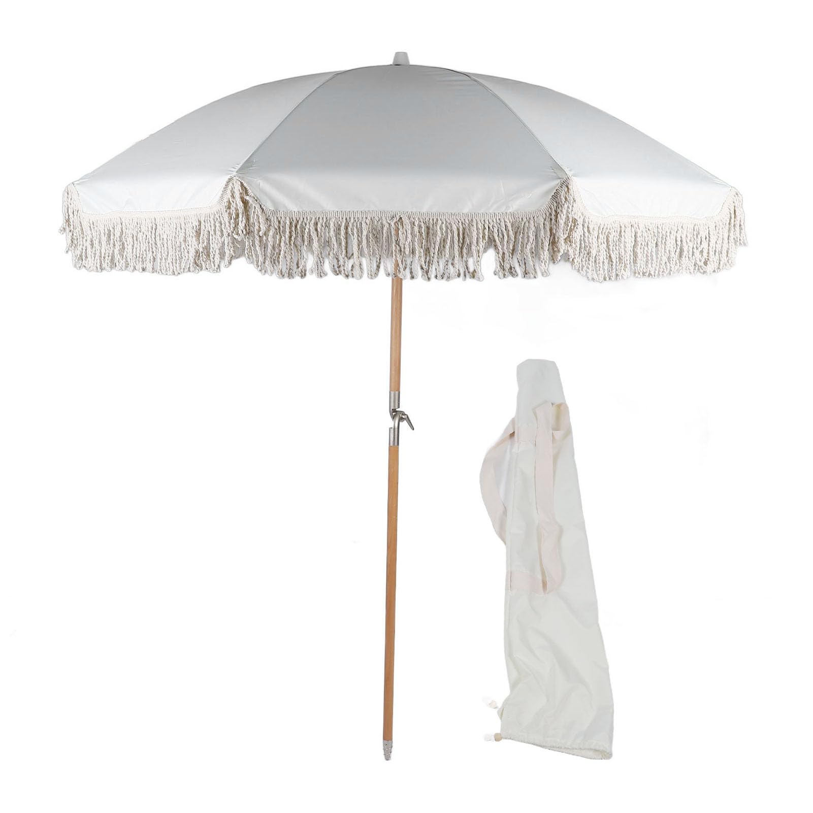 Dilwe Parasol Ogrodowy, Duży, Odporny na Promieniowanie UV, z Frędzlami, Stylowy Wygląd, do Basenu Przydomowego, na Tarasie Ogrodowym, 215 X 180 Cm
