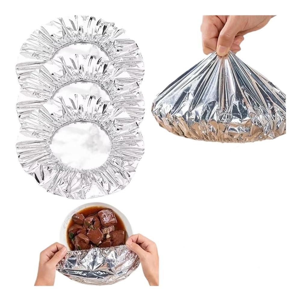 Reusable Aluminum Foil Bowl Covers - Heat Insulation & Preservation for Food - 100pcs Set