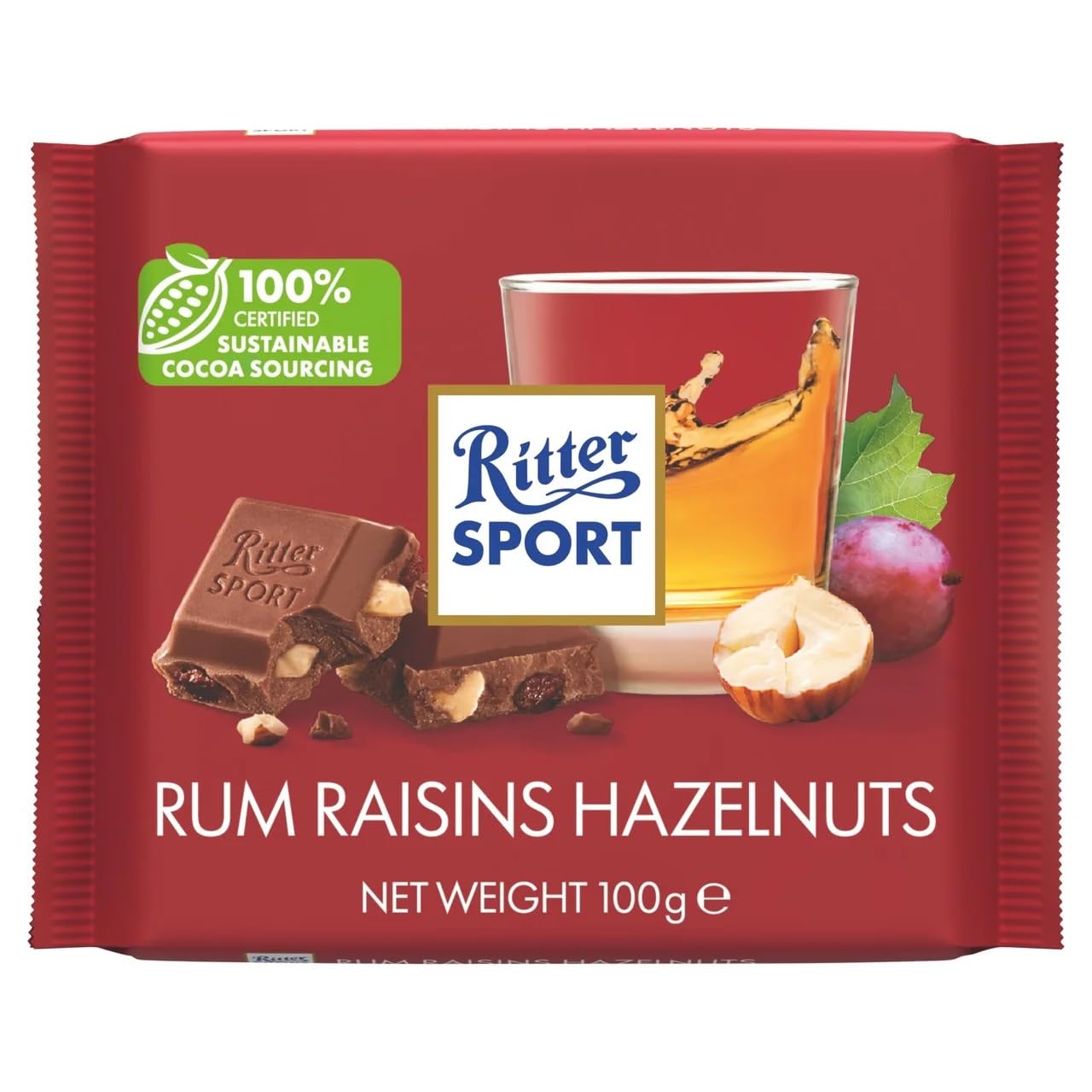 Rum Raisin And Hazelnut Chocolate Bar 100g