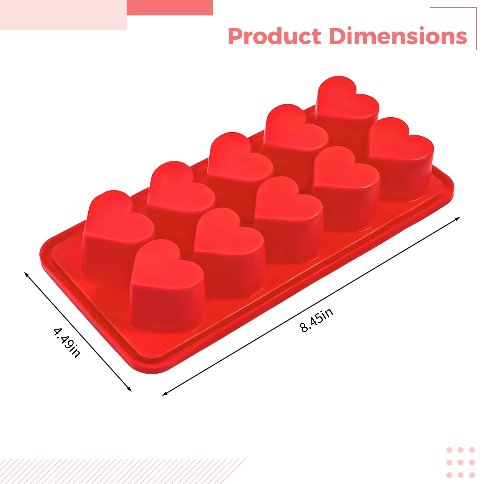 6 moldes de silicona en forma de corazón, 10 moldes de cavidad para chocolate, hornear y hacer jabón, moldes caseros, versátiles para golosinas del día de San Valentín