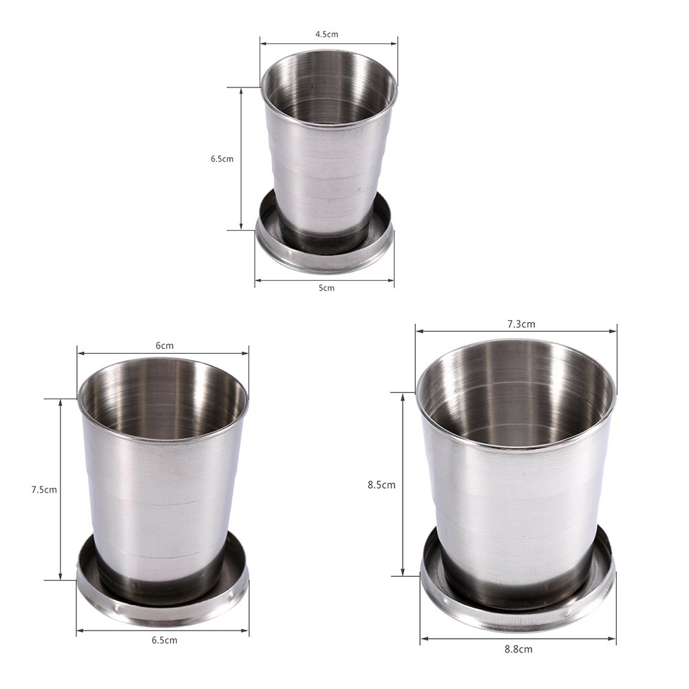 Gobelet Pliable Inox Pour Camping Et Randonnée – 75 Ml, 5 Couches, Léger (0.07kg)