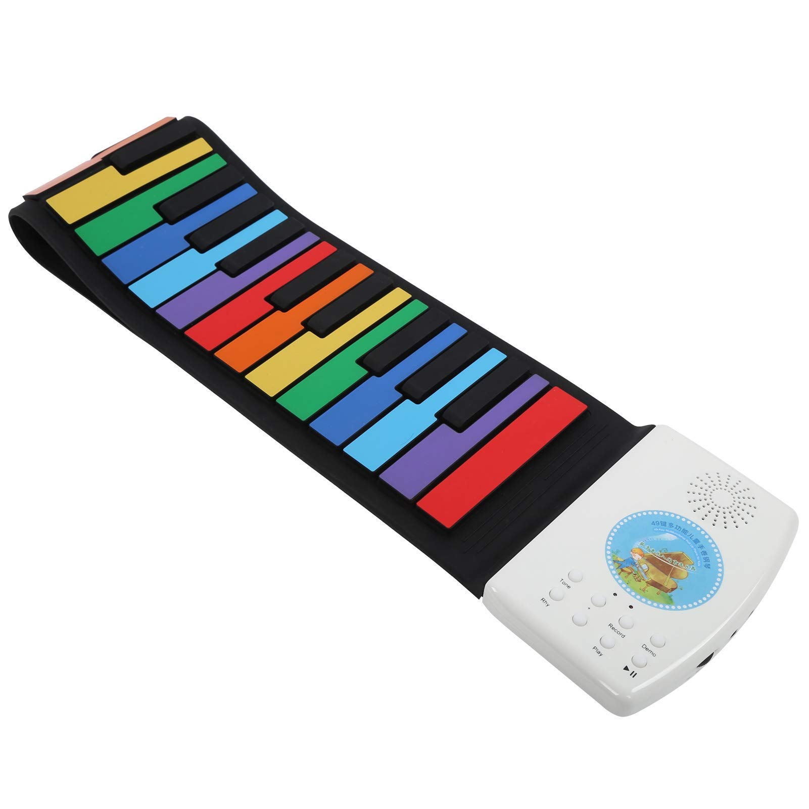 Roll Up Piano, Silikonowe 49 Klawiszy Roll Up Piano Rainbow Color Ręcznie Rolowane Klawiatury Fortepianowe Świąteczny Urodzinowy