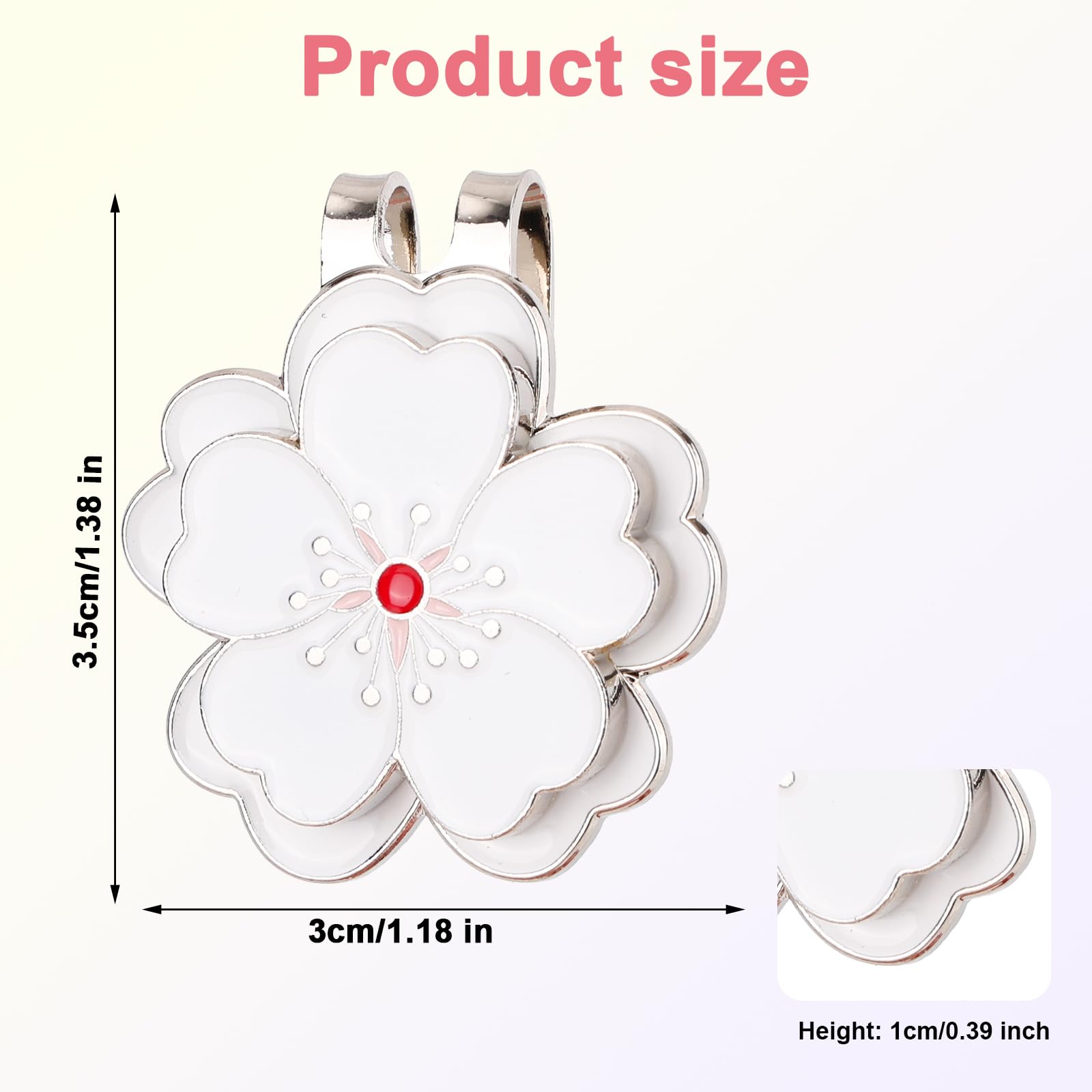 lasuroa Clip Magnetica per Cappellino da Golf, Segnapalline Golf Forma Fiore Bianco con Clip Cappellino Accessori Decorativi per Donna e Uomo Sacca