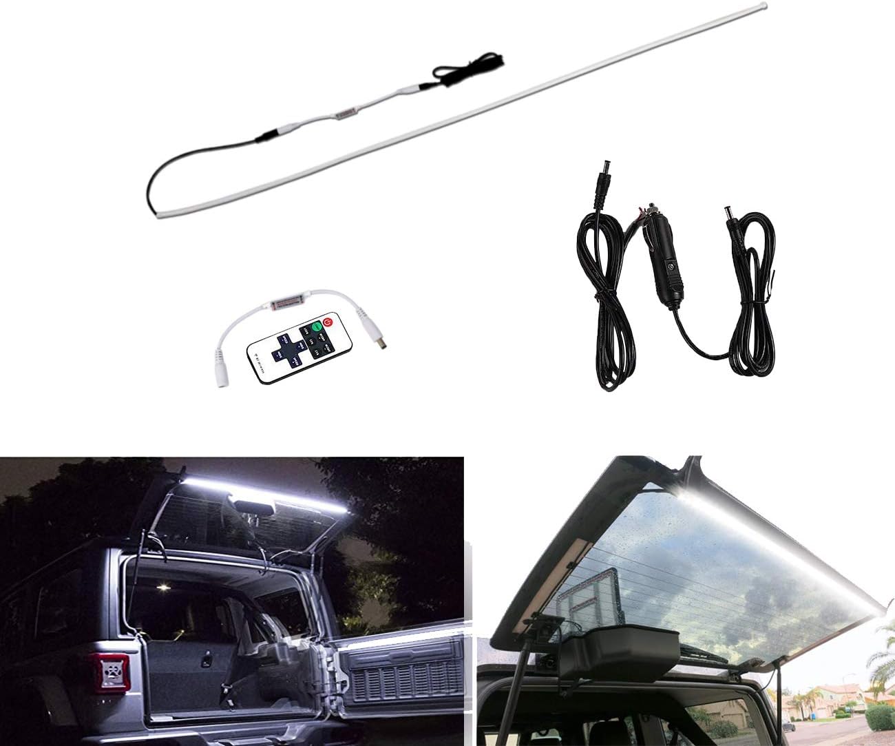 MFC LED Tailgate Windshield Rear Glass Lift Gate Dome Flexible Strip Light Bar for Jeep Wrangler 2007-2019 JK JKU JL JLU Rear Cargo Dome Light (38.58 inch)