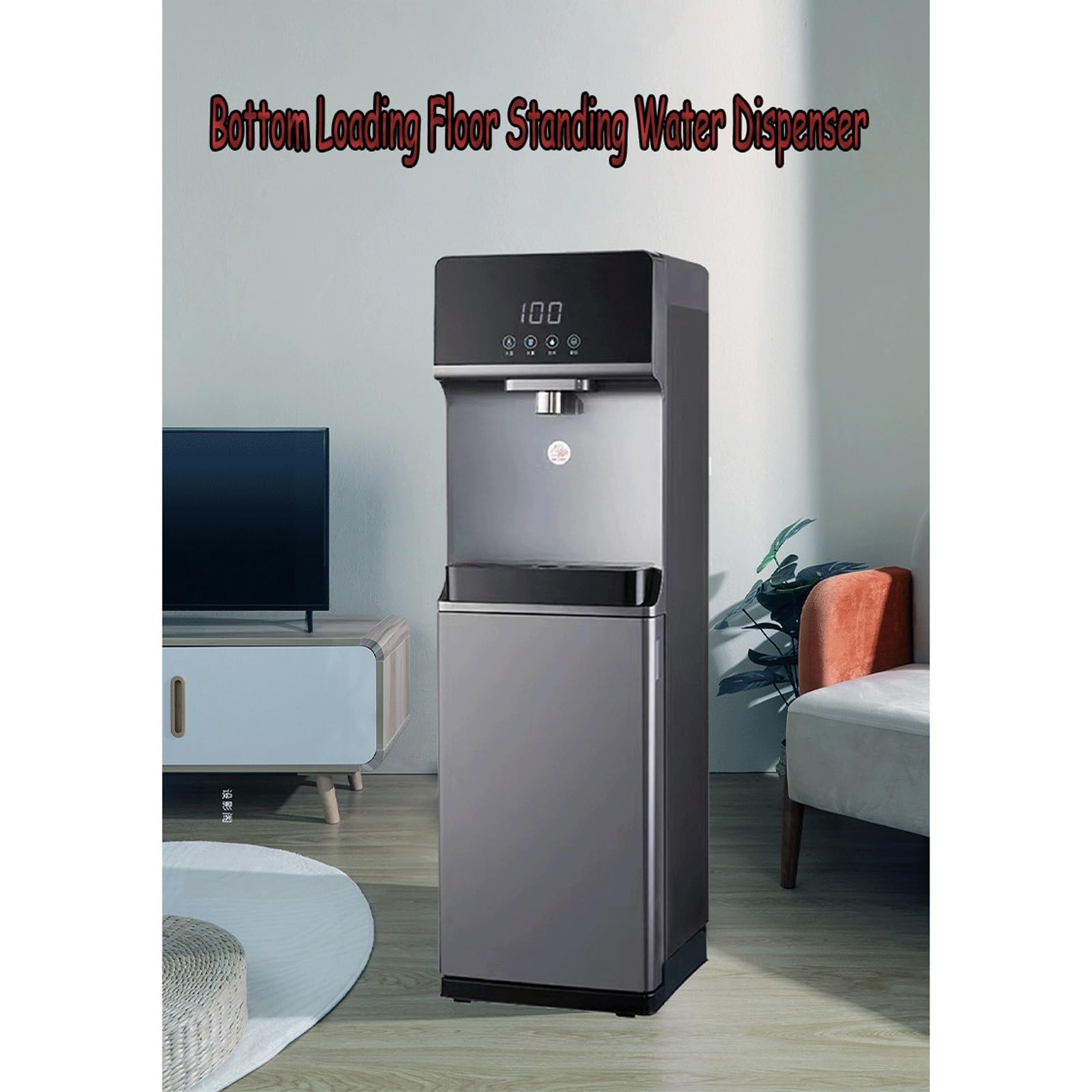 Bodenstehender Wasserspender Mit Intelligenter Kindersicherung,Heiß-/Kaltwasserkühler,einstellbare 5-Segment-Temperatur for Wohnzimmer,Büro,gewerbliche Nutzung,EIS Und Warm(Grey)
