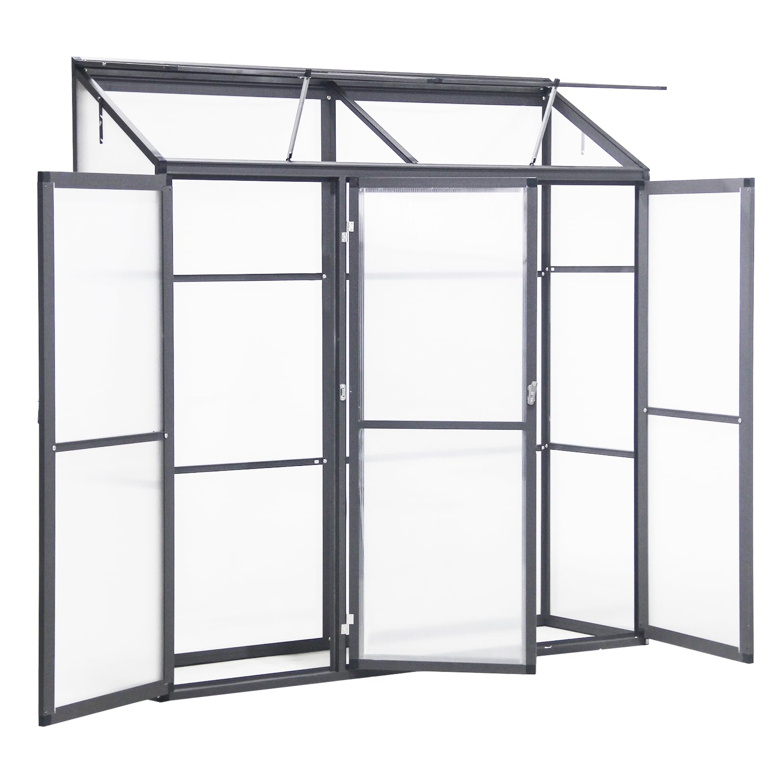 Anlehngewächshaus Tomaten Gewächshaus 180x55x190cm Aluminium - Beistell-Gewächshaus mit Rückwand, Winterfest Kleines Gewächshaus für Balkon & Garten, Frühbeet Treibhaus (Grau)