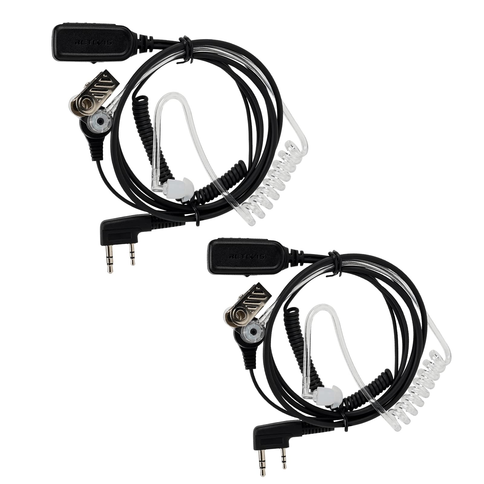 Retevis 5 Oreillettes Talkie-Walkie 2 Broches Tube Acoustique - Écouteur Compatible RT24 Baofeng UV5R Kenwood
