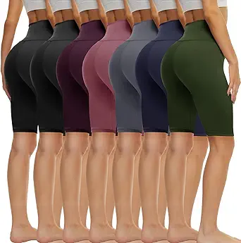 TNNZEET 7 Pack Biker Shorts for Women - 5''/8''/3'' High Waisted Workout Tummy Control Spandex Gym Shorts for Yoga Athletic