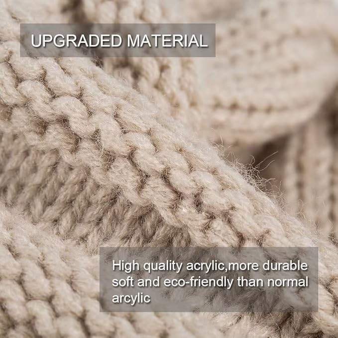 Womens Beanies for Winter 3 Pack, Slouchy Beanies for Women Oversized Knit Warm, Winter Hats for Women Thick for Cold Weather(Black+Oatmeal+Red)-001