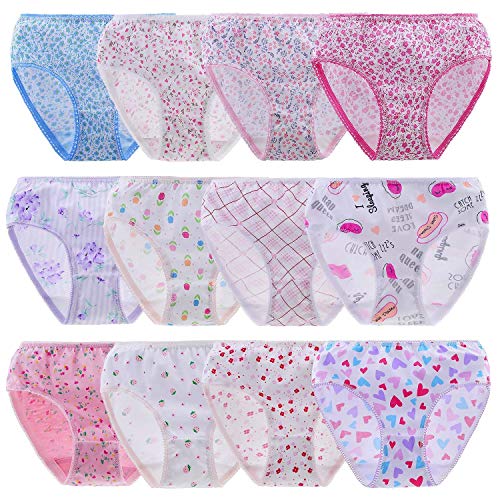 Toddler Girls' Cotton Panties Baby Soft Assorted Briefs Underwear Random 12pcs