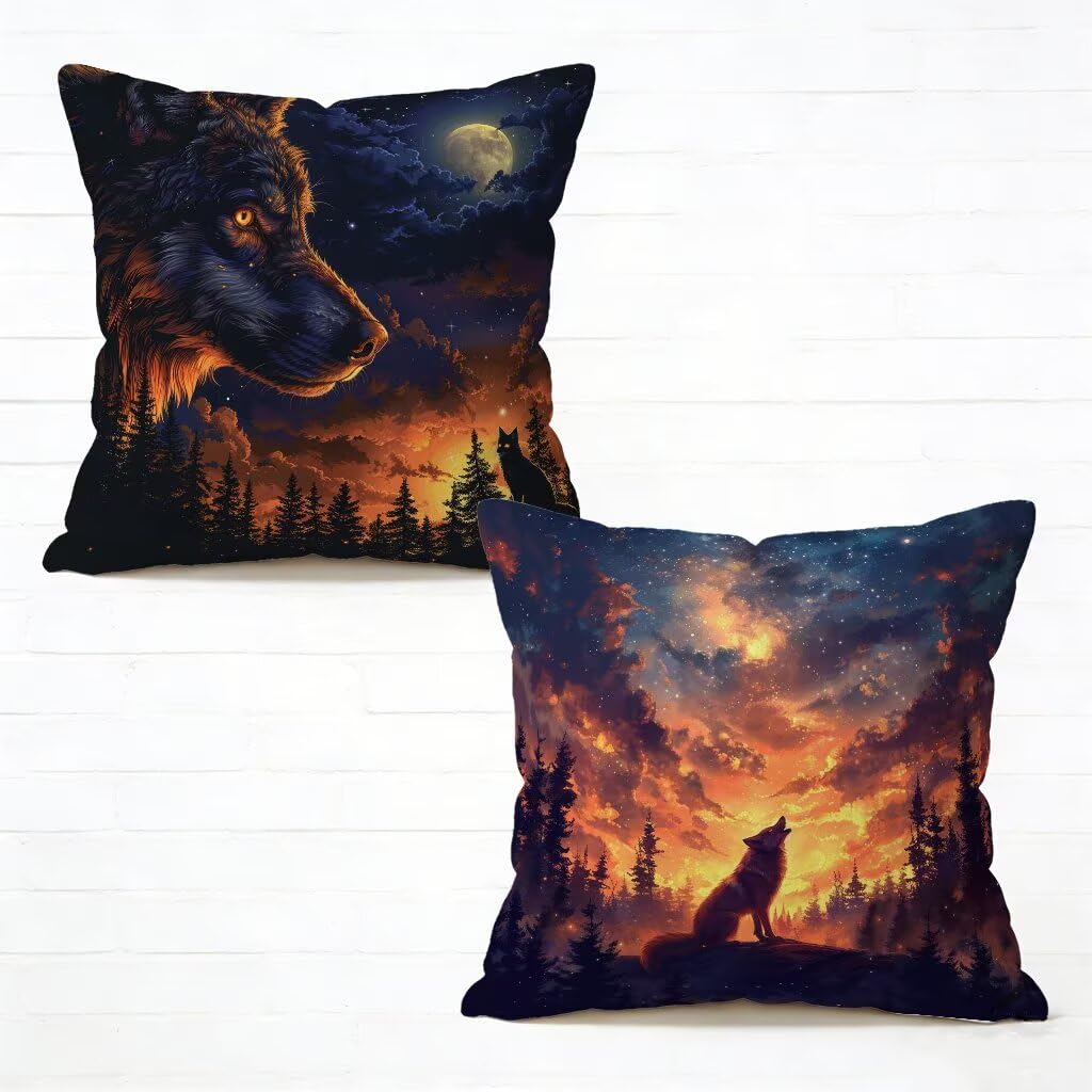 Taie Oreiller 55x55 cm Lot de 2 Noir en Lin pour Coussin de Canapé