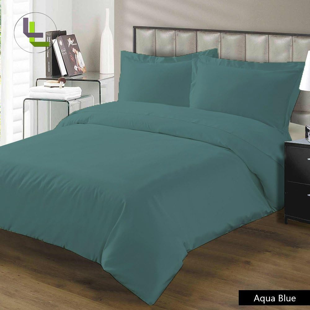 Olympic Queen 300TC Aqua Blue Solid 3PCs Duvet Set