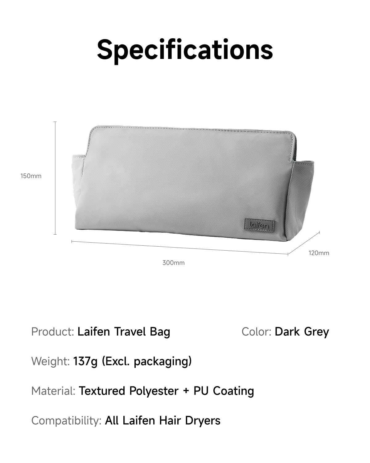 Laifen Magnetic Hair Dryer Storage Bag – Travel Organizer with Magnetic Closure, Spacious Storage Bag for Hair Dryers