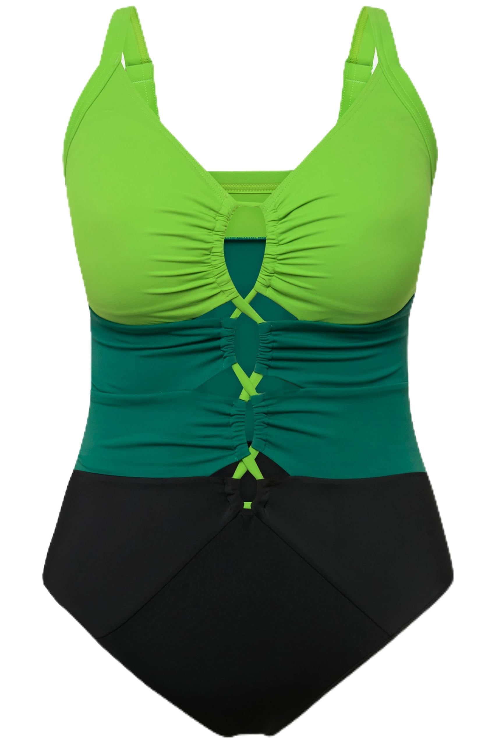 Ulla Popken Damen Lisa, Colourblock Badeanzug