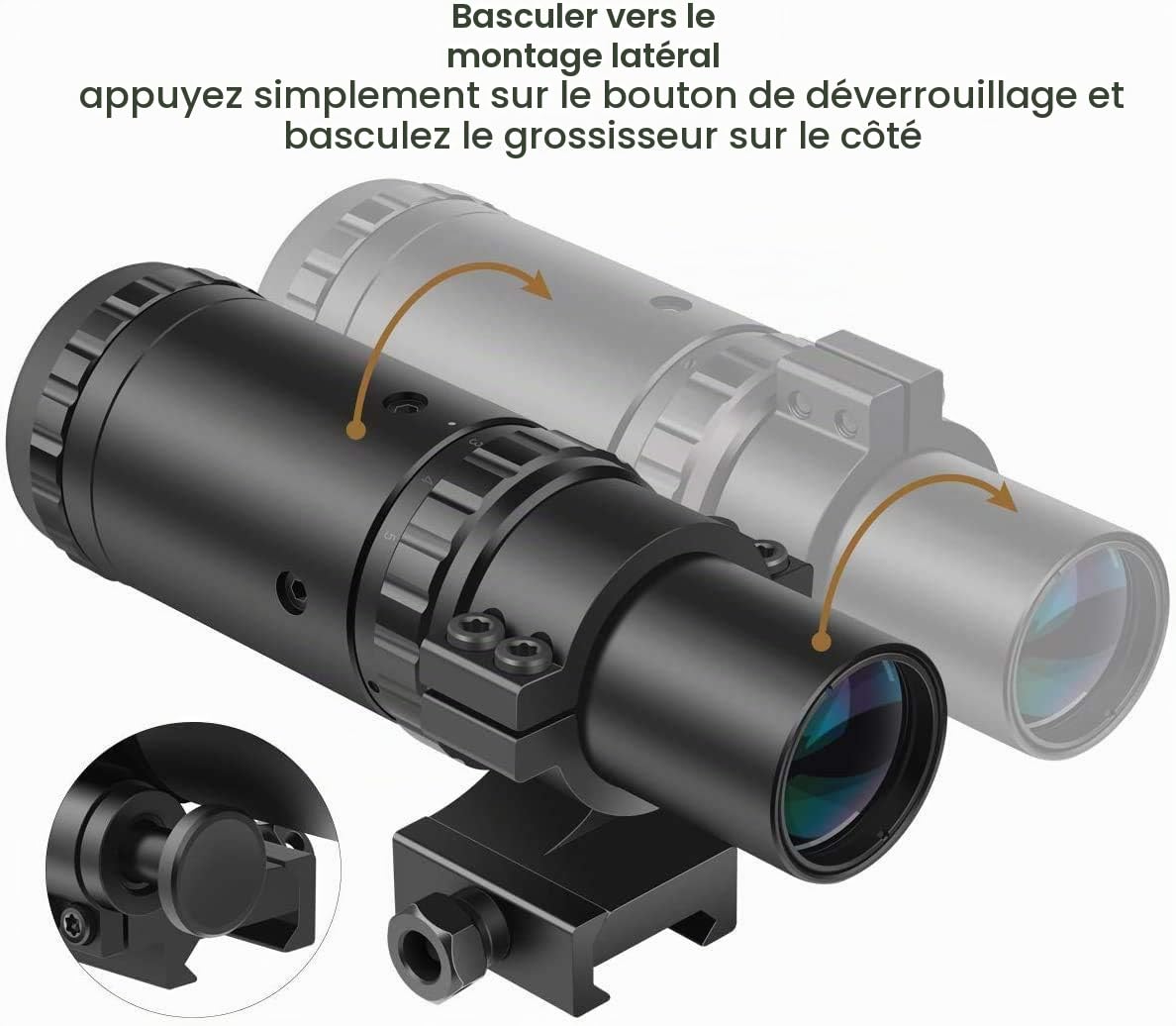 Feyachi Viseur Point Rouge 2 MOA avec Magnifier 1,5X - 5X Combinaison | V30 Viseur Airsoft avec M37 Optique Loupe et un Flip-montage à gauche pour rail Picatinny 20/22mm