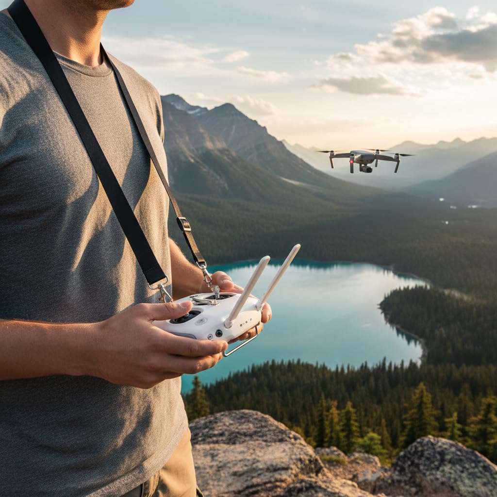 Cinghia da Collo RC Drone, Tracolla Regolabile con Cordino con Fibbia a Sgancio Rapido Nera per Avata Drone per Telecomando FPV