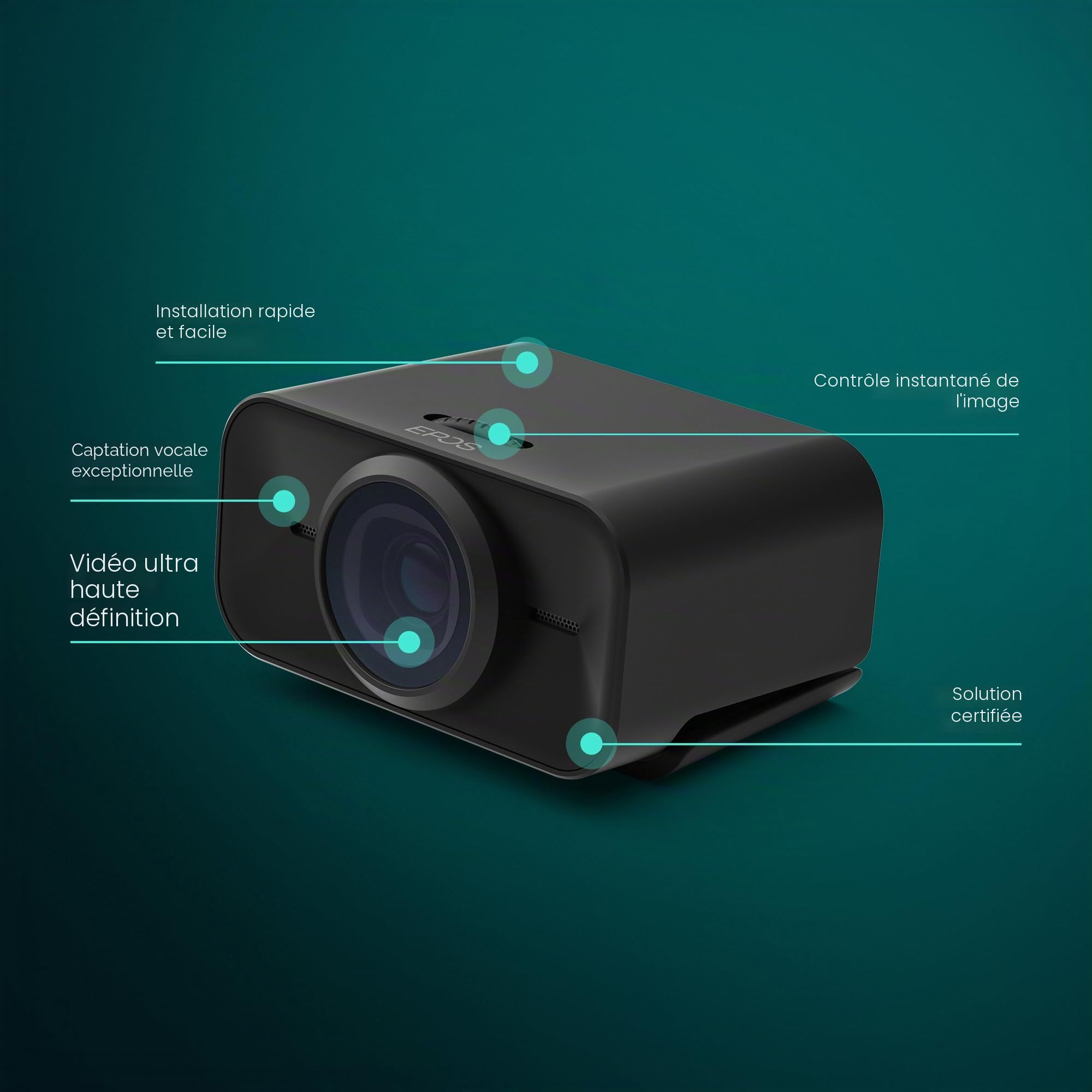 EPOS Expand Vision 1, Webcam USB 4K Microsoft Teams et Zoom certifiée avec Microphone antibruit, Installation Facile, Portable pour PC et réunions, vidéo HD, Webcam pour vidéoconférence et Entreprise