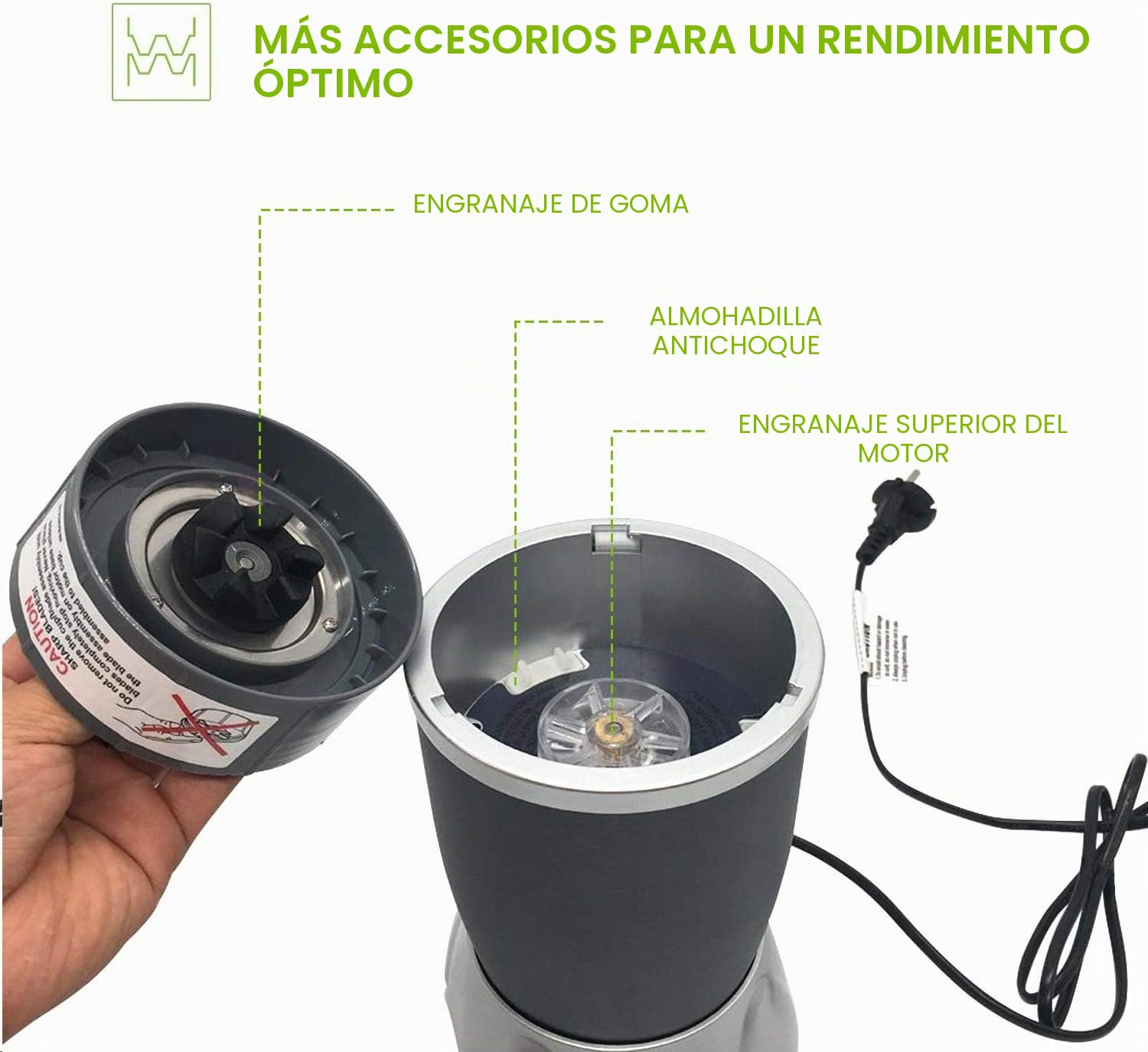 14 Piezas de Repuesto de Cuchilla y Vasos Extractores para NutriBullet Series 600w & 900w, Incluyendo Junta, Almohadilla y Engranaje (1 Cuchilla + 3 Vasos + 1 Tapa)