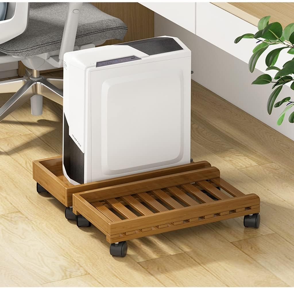 PC Stand Mobile PC Tower Stand Cart with Protective Sides and 2 Lockable Caster Computer Tower Stand for Computer Hosts, Speakers, Servers (Color : Brown, Size : 50 * 25 * 10cm) (Brown 50*25*10cm)