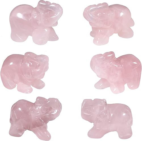 Miniatura 5 de SUNYIK Figura de elefante en piedra tallada Amuleto Cuarzo rosa 1-cuarzo rosa  15