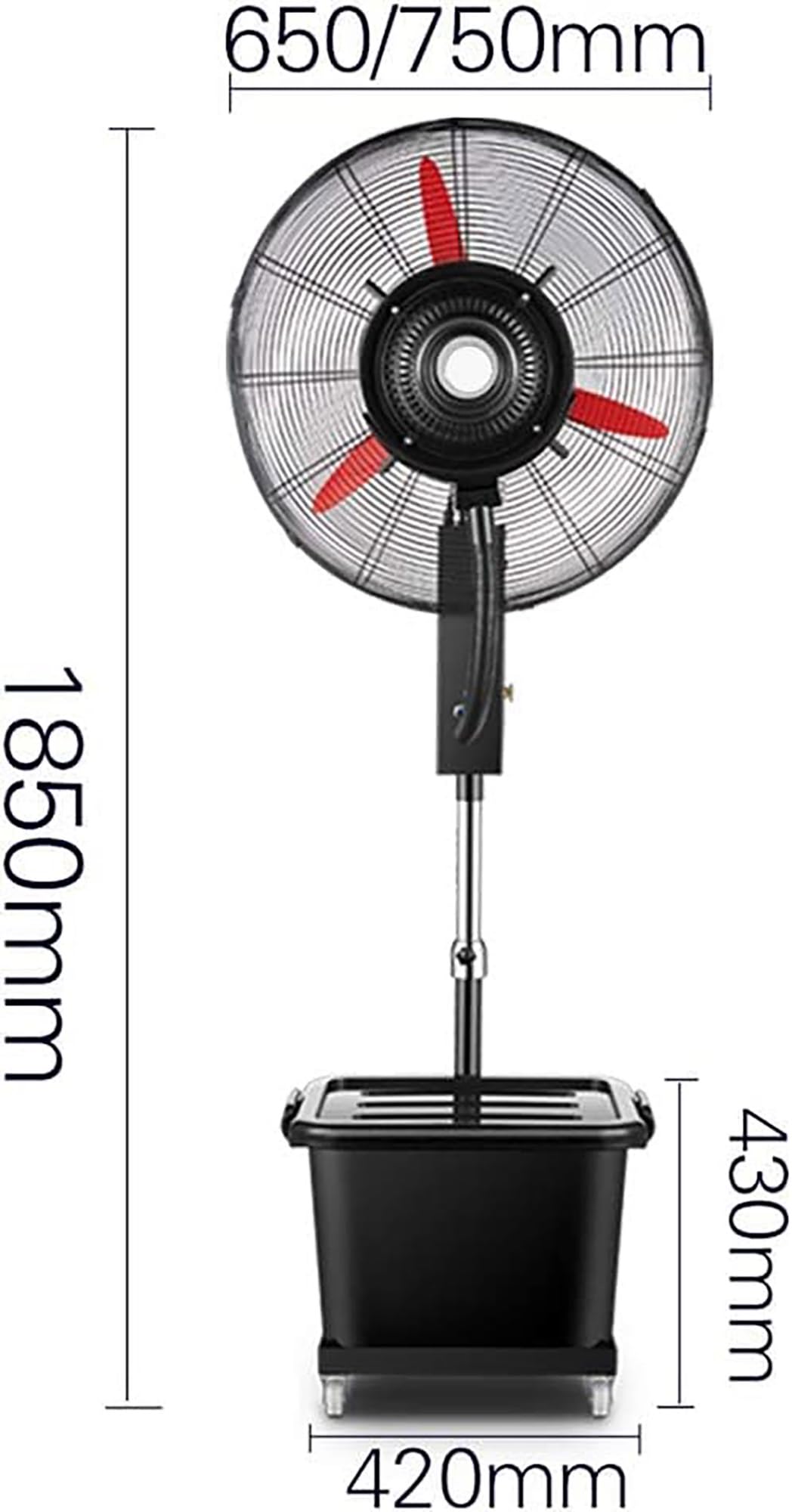 Wentylator podłogowy, Przemysłowy oscylacyjny wentylator zamgławiający, ruchomy podłogowy z obciążoną podstawą(75cm)