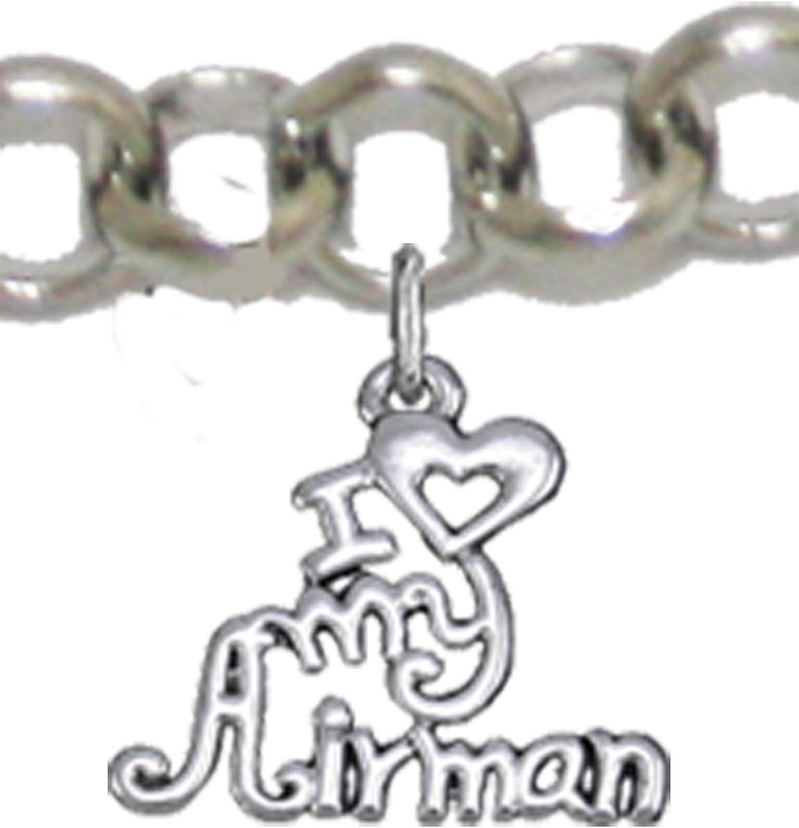 Cardinali Jewelry Air Force, I Love My Airman, Adjustable Bracelet Hypoallergenic, Safe-Nickel, Lead, Cadmium Free