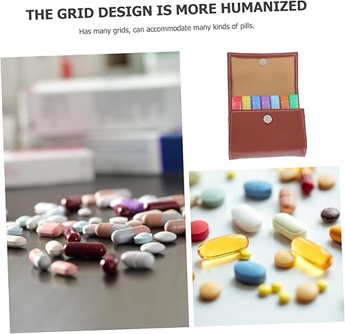 Miniatura 5 de Healeved 1 Set Leather Bag Medicine Box Holder Drug Carry case Portable Pill Organizer Travel Pill Travel Medication pastillero de Durable Medicine