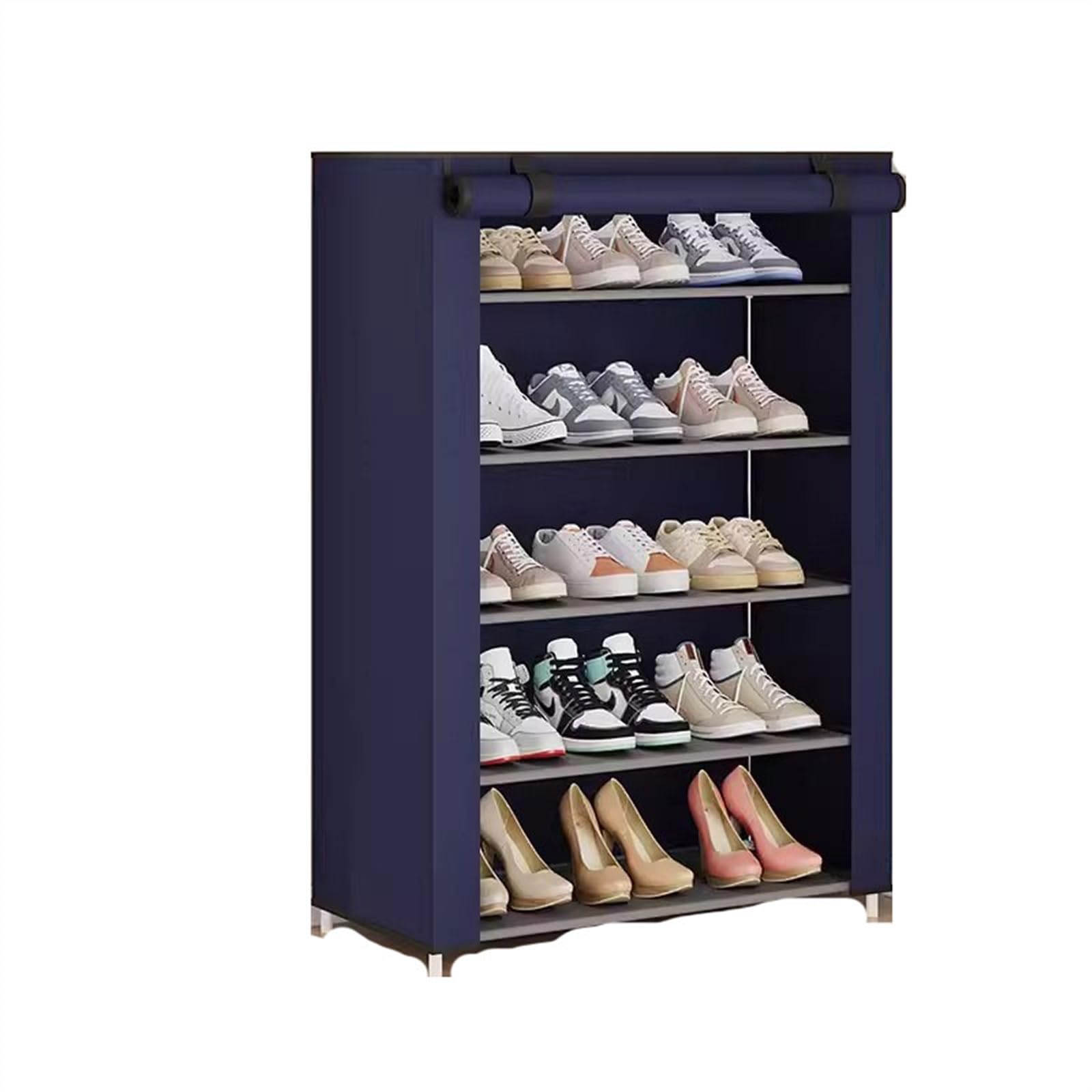 Zapatero multicapa de gran capacidad con armario antipolvo azul