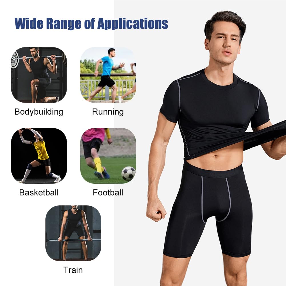 AUYAO Mallas Cortas Running Hombre 3Pcs Pantalones Cortos de Compresión Transpirable Secado Rápido Deporte Fitness Gym