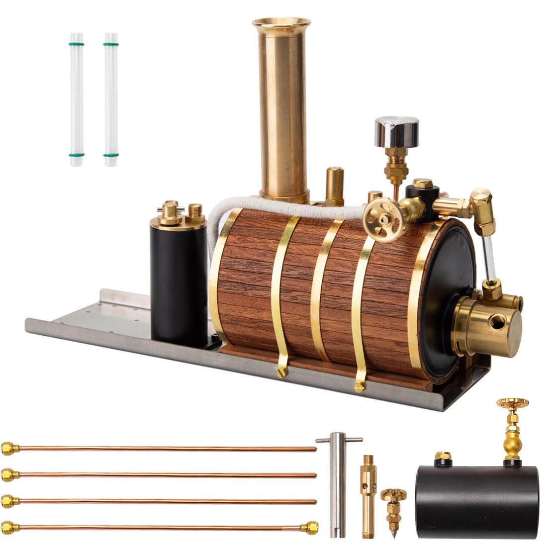 B-1 Dampfkessel Modell für EIN-/Zwei-/Dreizylinder Dampfmaschine Modell, Horizontales 200ML Kesselmodell Boiler Modellbausatz für 70cm Dampfschiffe, Ornament Geschenk -RTR