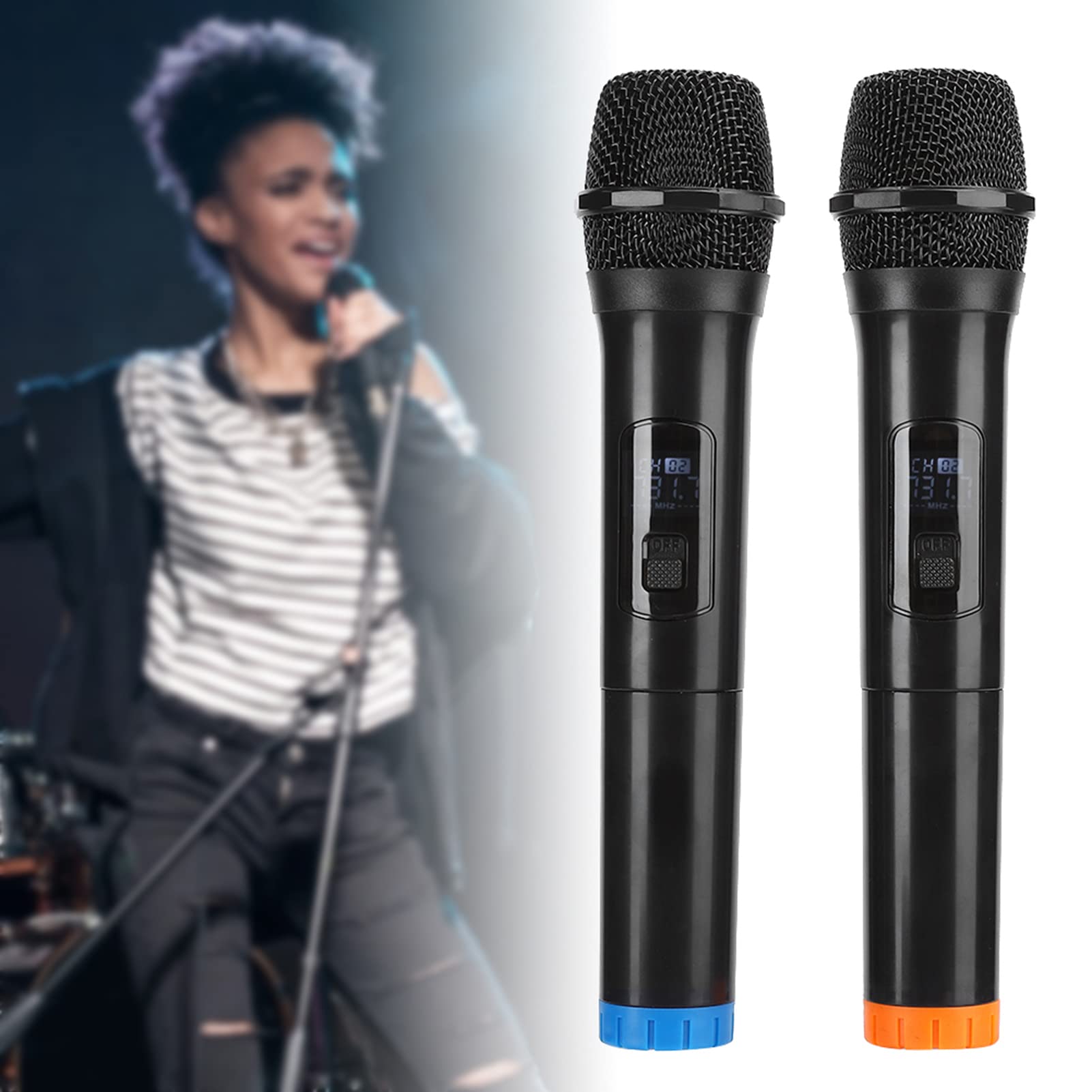 Ejoyous Microfono E6 Microfono USB Wireless VHF Doppio Dinamico Portatile Portata 50 M da 220 a 270 MHz per Karaoke KTV Riunioni Chiesa Scuola Uso Domestico