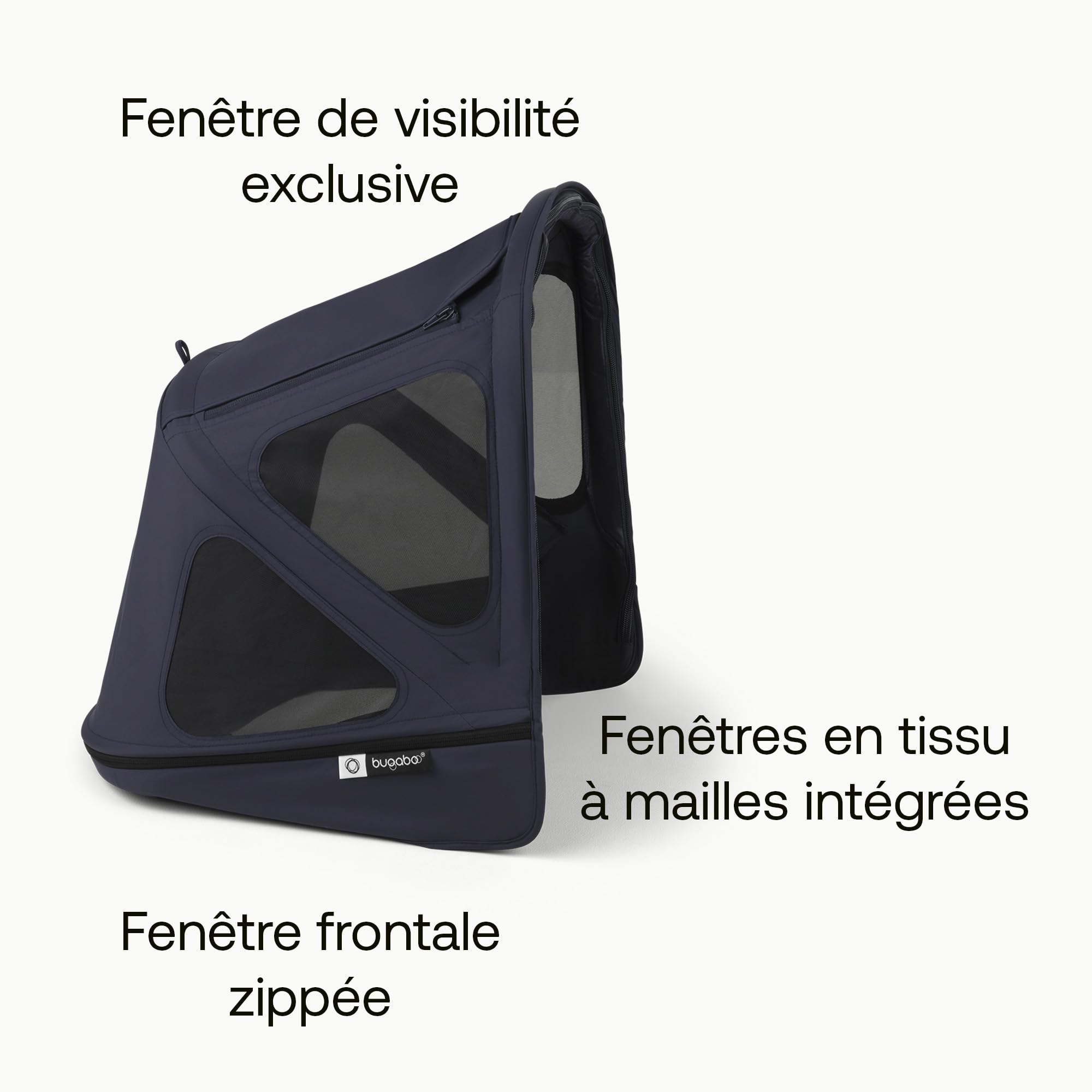 Capote à fenêtres Bugaboo Donkey, extensible pour une couverture supplémentaire et une protection solaire optimale, hydrofuge, compatible avec toutes les poussettes Bugaboo Donkey, Deep Indigo
