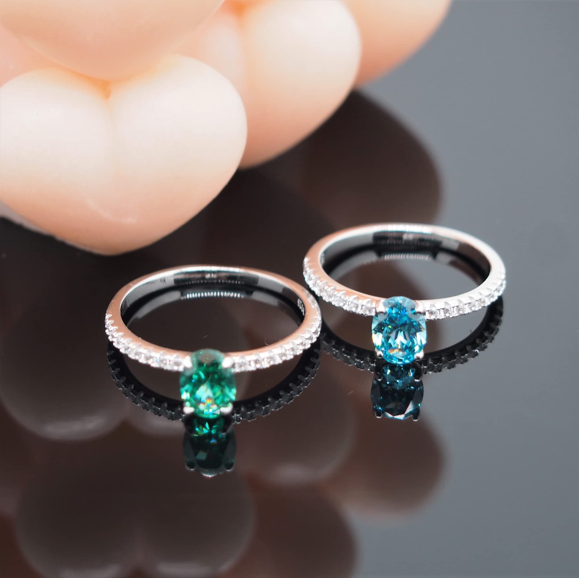 Anello da donna in argento sterling 925 con tormalina Paraiba, anello alla moda con pietre preziose da donna, gioielli da donna
