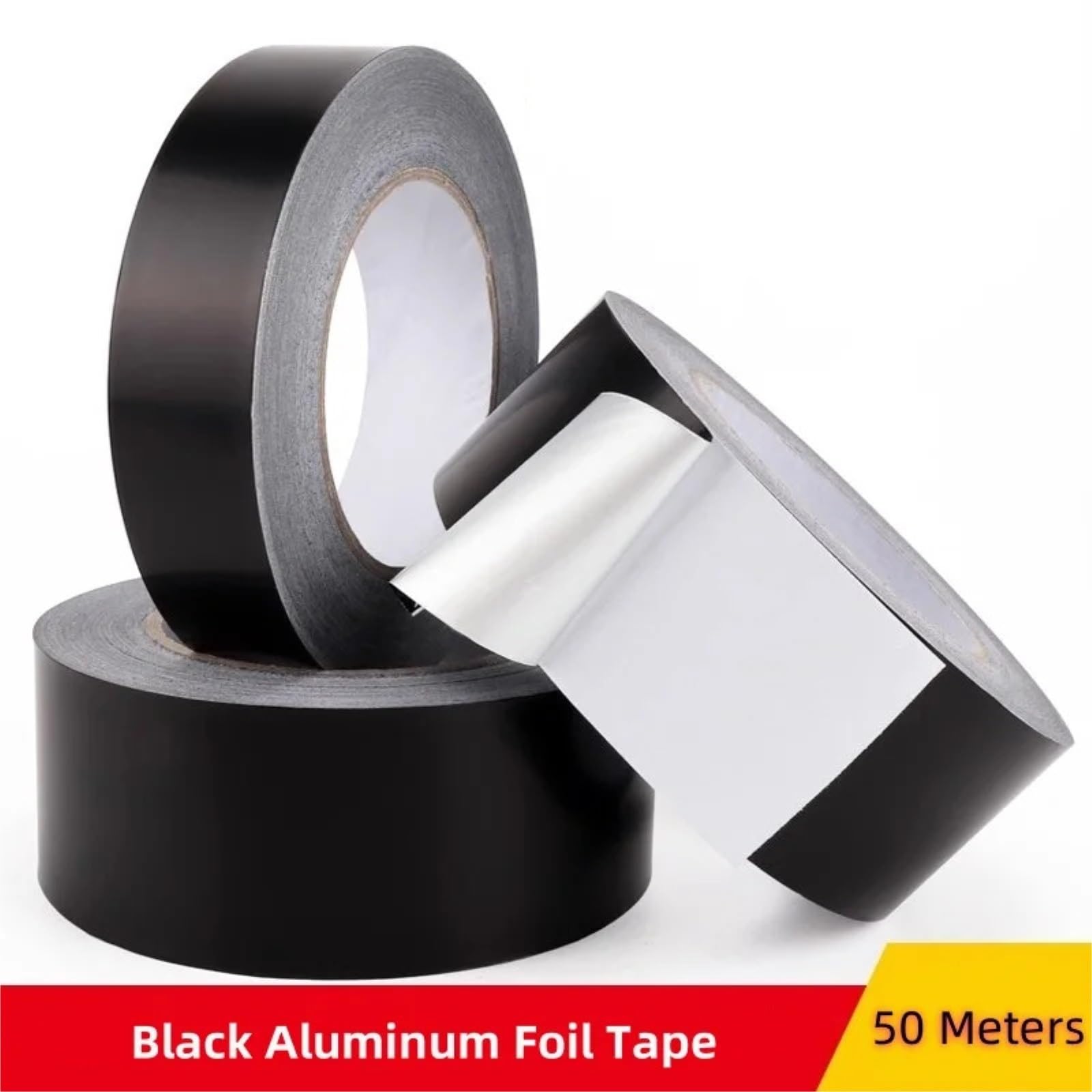 Rollo de Cinta Papel Aluminio Negro 50 m 10-50 mm for Sellado Ventanas Techo | 40mm