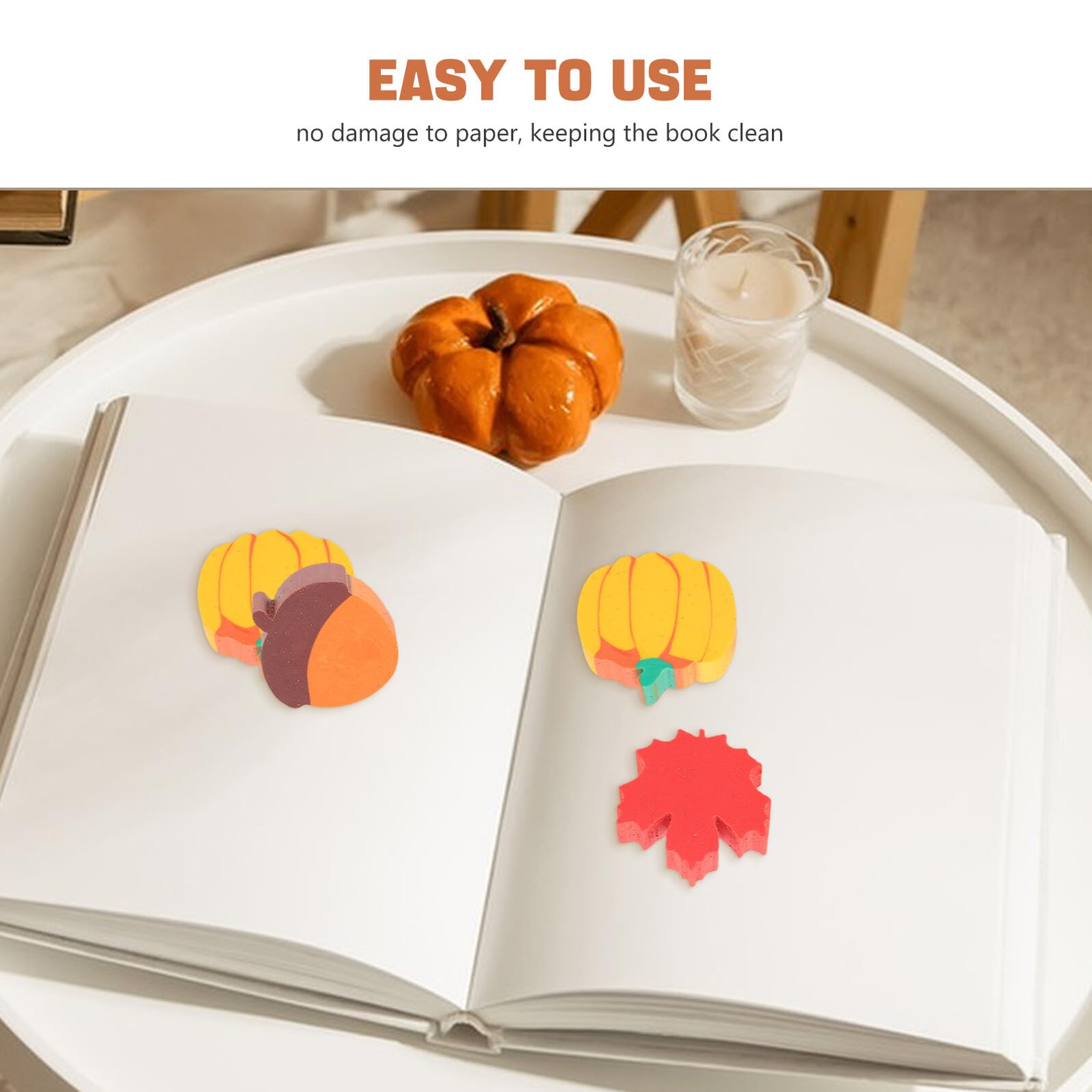 Hohopeti Mini Gommes d'automne Fantaisie 50 Pièces Formes Citrouille Feuille d'Érable et Gland Gomme Douce pour Crayons Récompenses Scolaires et Fournitures de Fête Thanksgiving