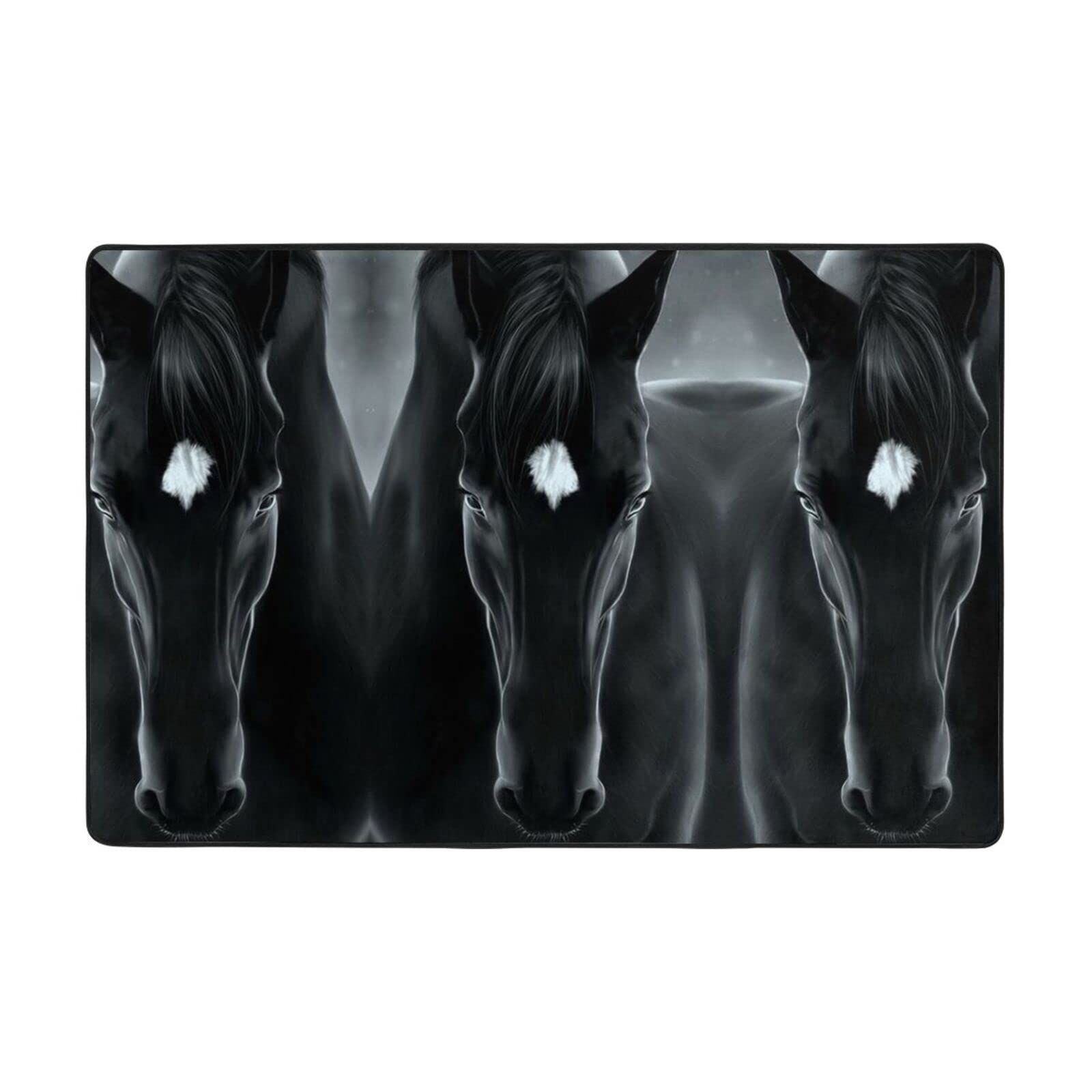 Tapis de sol super doux Black Horse grand tapis de salon