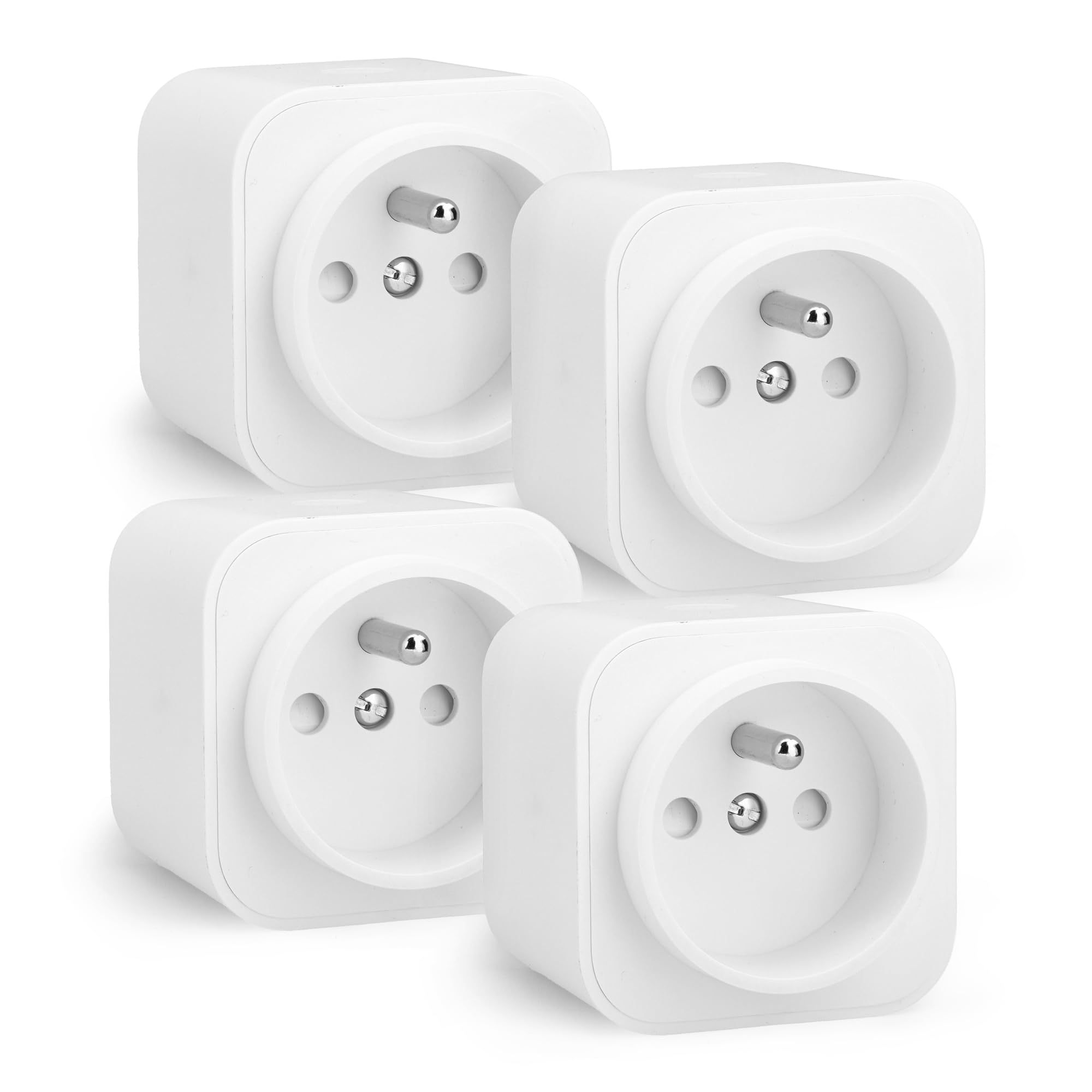 Amazon Basics Prise Intelligente, Compatible Matter, Compatible avec Amazon Alexa, Google Home et Apple HomeKit, Hub Matter Requis, Wi-Fi 2,4GHz Uniquement, Blanc, lot de 4