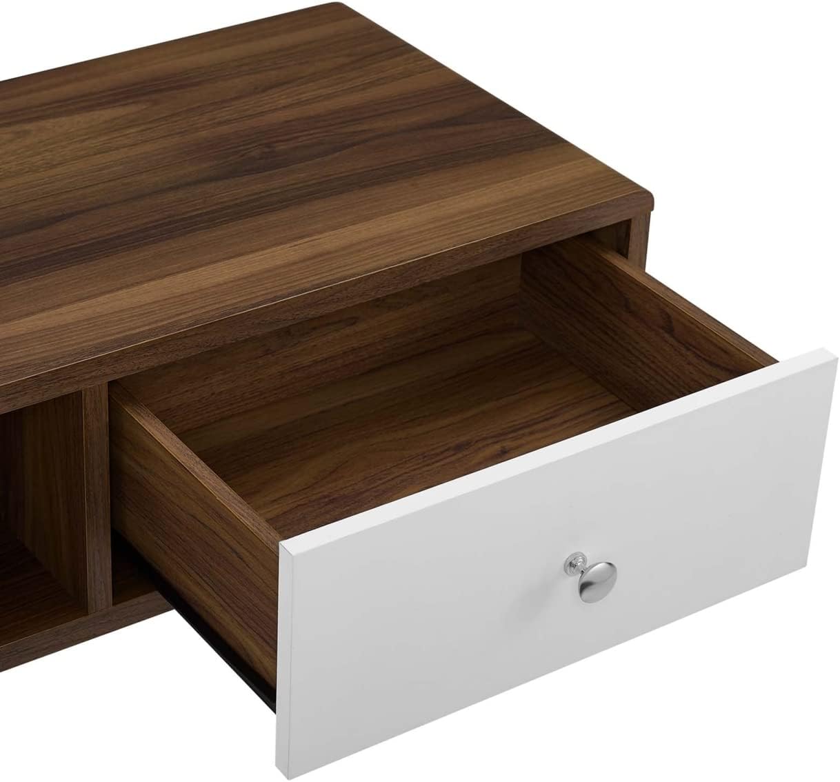 Sleek 70'' Walnut White Media Console with Cabinet Storage