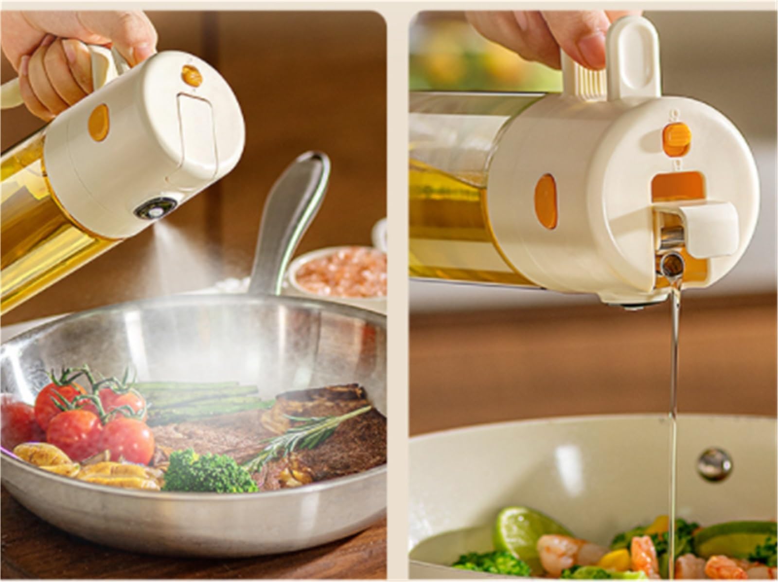Ölsprüher Für Speiseöl 2 Stück Ölspenderflaschen Aus Glas, 2-in-1-Ölsprüher For Grillen Von Salaten Grillen Küche