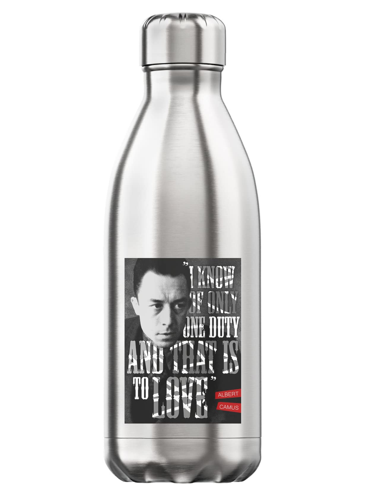 Botella térmica de Camus con frase inspiradora sobre el amor 1