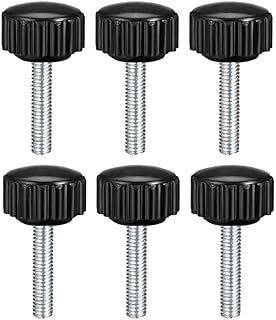 uxcell M4 x 20mm Metric Male Thread Knurled Clamping Knobs Grip Thumb Screw on Type Plastic Threaded Hand Bolt Knobs Black 6 Pcs