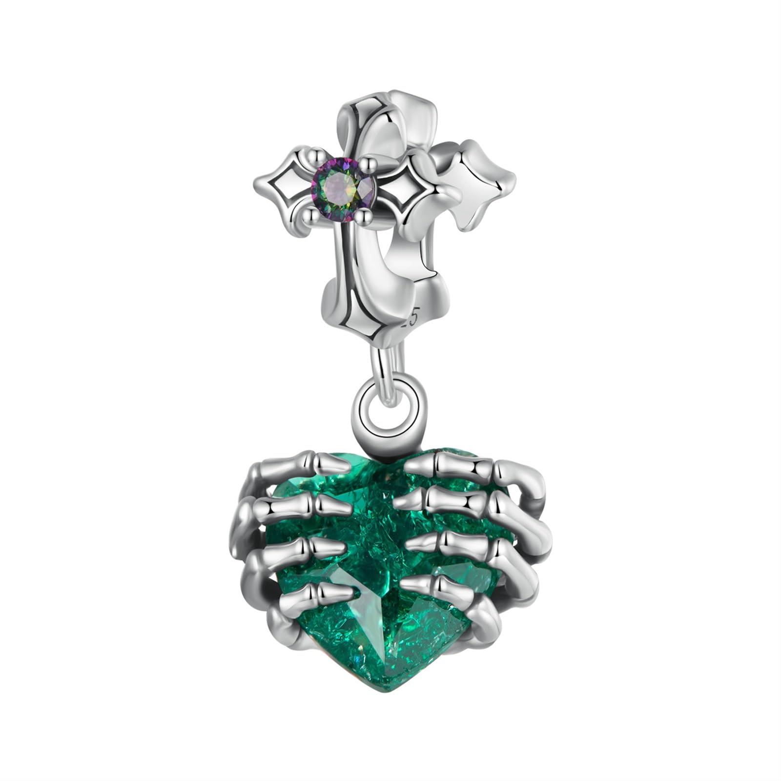 Dijes de plata 925 de cruz y calavera estilo oscuro para pulseras 8