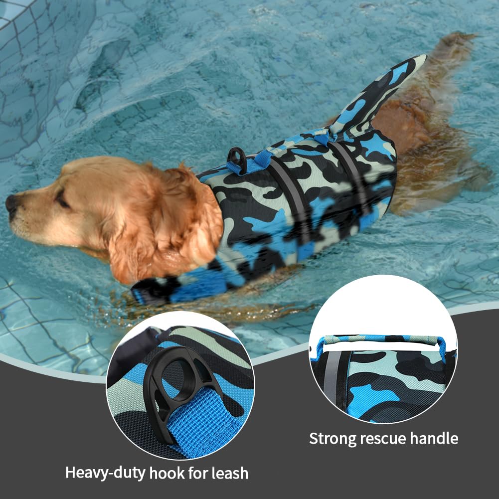 Doglay Gilet de sauvetage Ripstop pour chien avec flottabilité élevée et poignée de sauvetage, gilet de sauvetage réglable pour chiens de petite, moyenne et grande taille