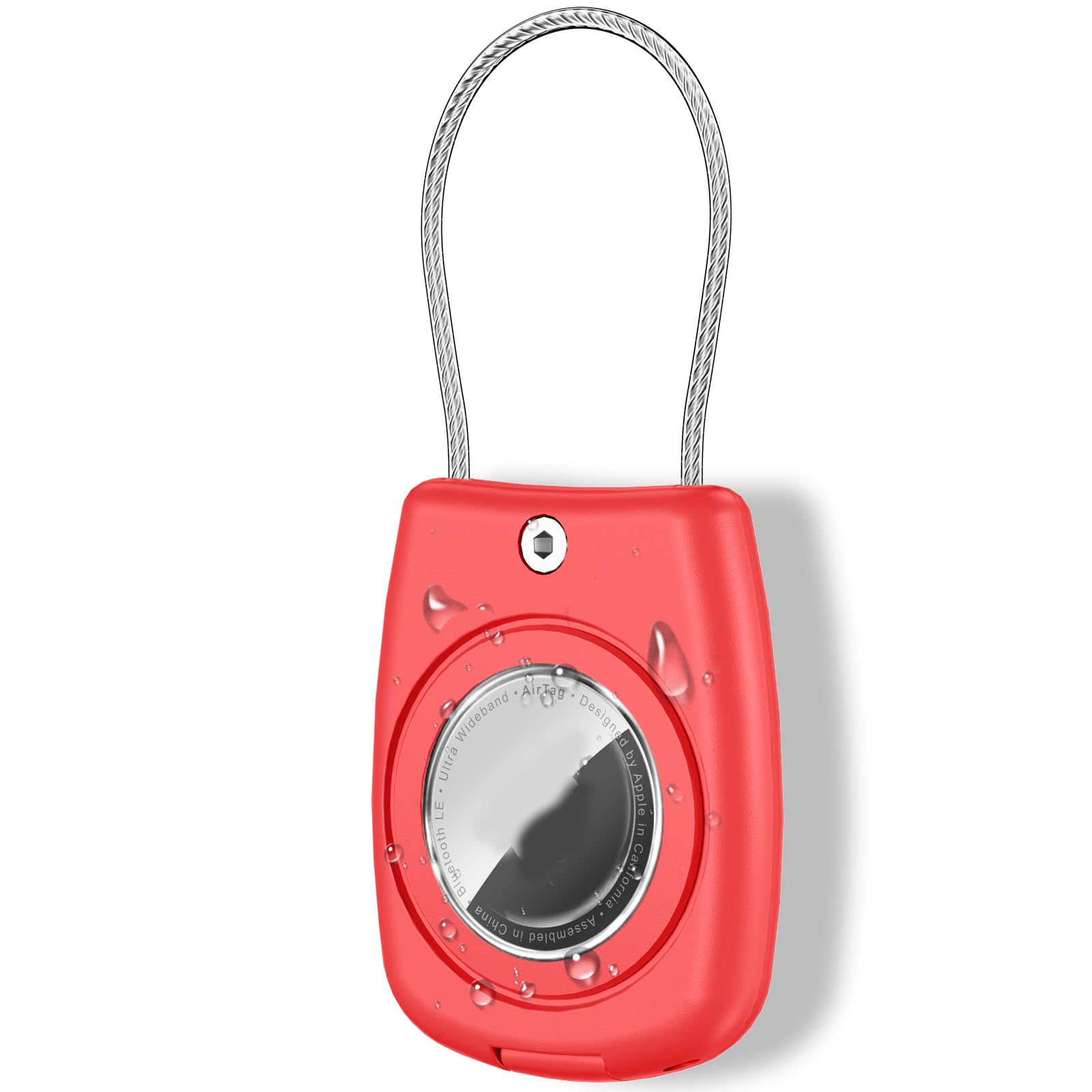 Waterproof AirTag Keychain Holder,Air tag Lock Case with Wire Cable Compatible with Apple AirTags,Ultra Durable Airtags Anti-Lost Protective Case with