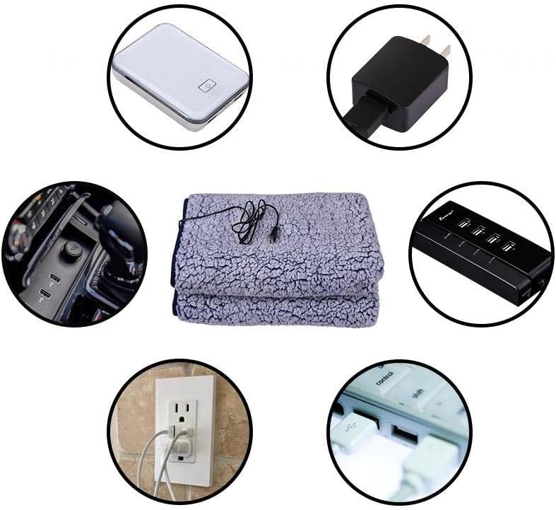 review Satmarhz USB Warm Electric Blanket Heated Throw - USB Bed Blanket Machine, Super Cozy Soft Heated Throw for Travel, Office, Home,Car