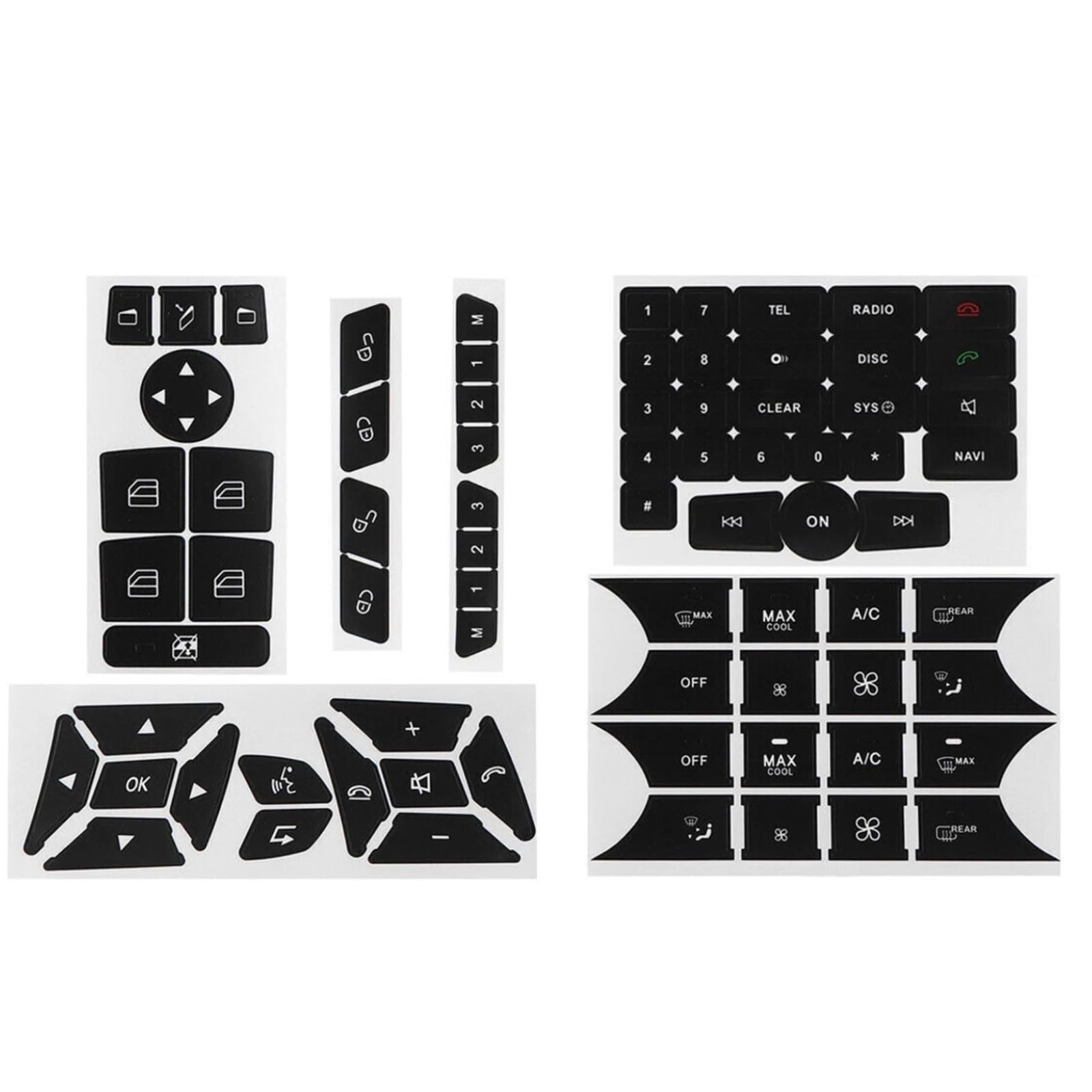 Car Button Sticker Compatible with Benz for SLK-Class for R172 Car Door Lock Steering Window Control Switch Button Repair Stickers Knob Sticker