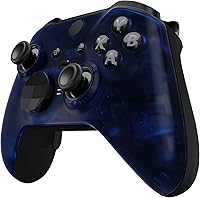Vista 6 de eXtremeRate Cubierta de repuesto azul transparente para Xbox One Elite Controller Series 2 (modelo 1797), carcasa frontal personalizada y anillos