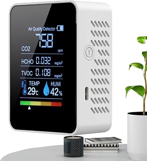 Medidor De Calidad del Aire - Detector de Dióxido de Carbono,Monitor Portátil con Pantalla Clara para Seguridad Detección En Dormitorios Dióxido De Carbono Hogar