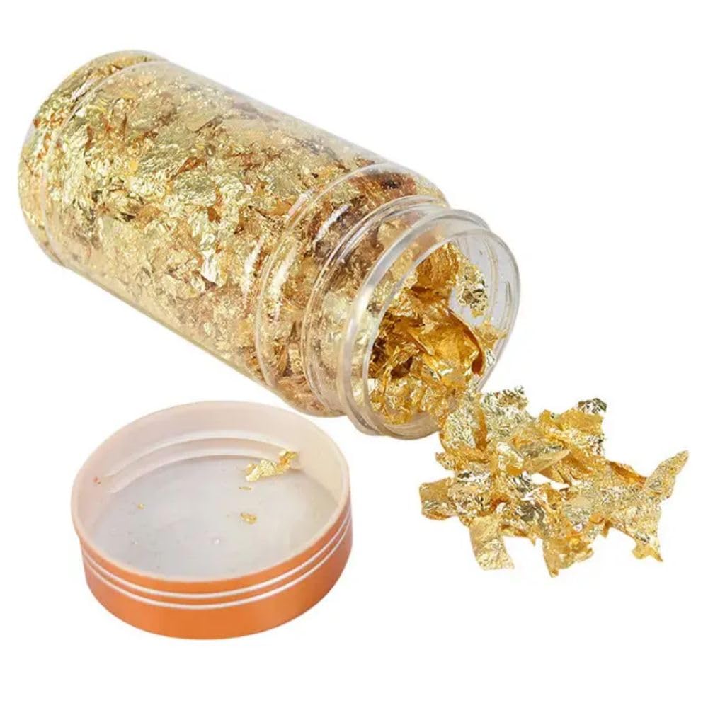 ADW CRAFT'S Gold Flakes for Resin Art (10 Grams, 3 Colour)|Flakes for Resin Art, Cake Art, Nail Art (Gold)